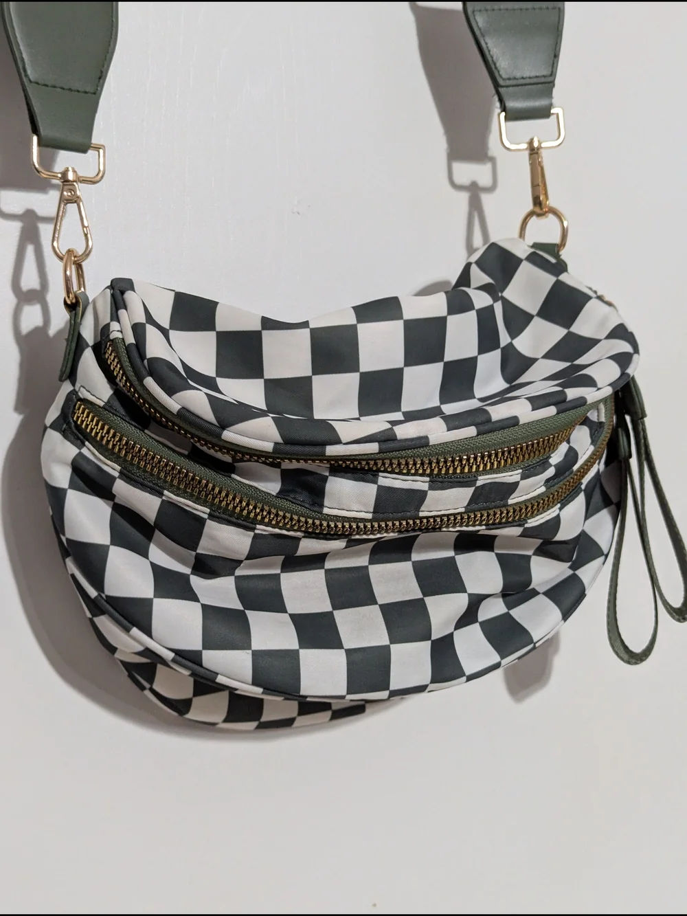 Checkerboard Crossbody Bag in Black & White